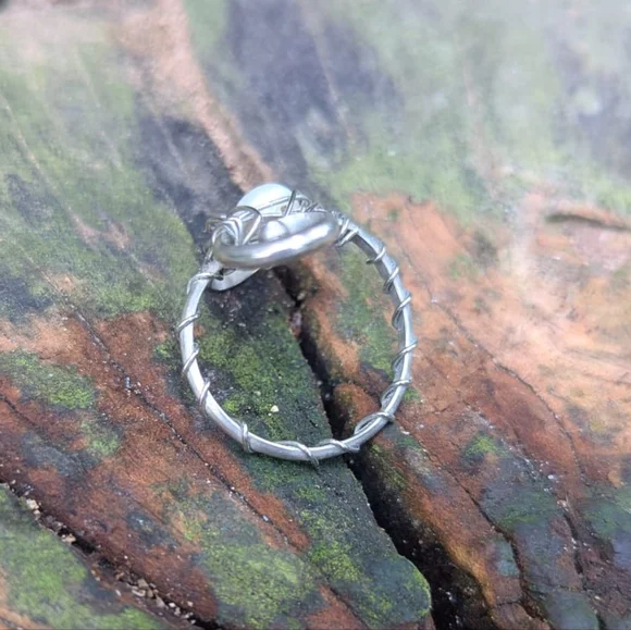 Handmade Wire Wrapped Pearl Ring - Picture 4 of 5